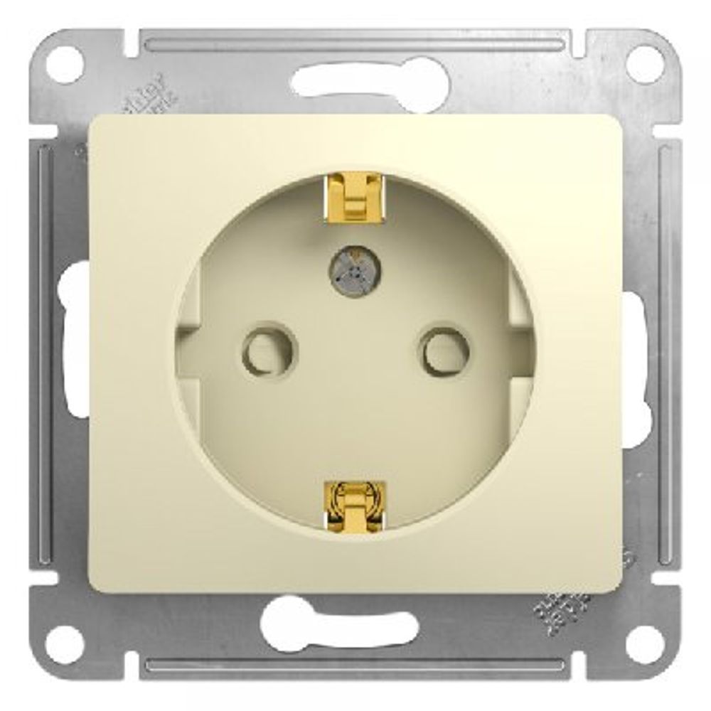 Schneider Electric Glossa Бежевый Розетка с заземляющими контактами со шторками механизм IP20 скрытая установка GSL000245