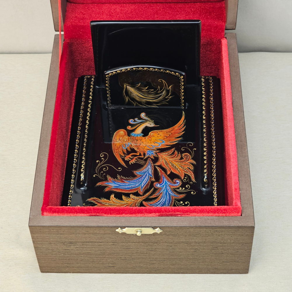 Подставка для блока для записей  ручной росписью Палех "Жар-птица"