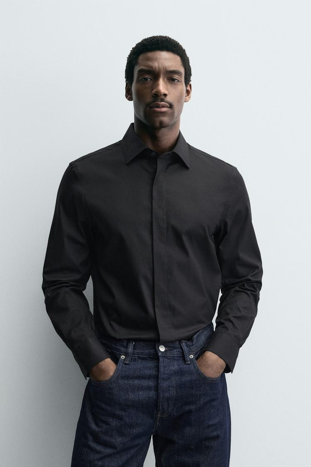 ZARА РУБАШКА КЛАССИЧЕСКОГО КРОЯ, ЧЕРНЫЙ