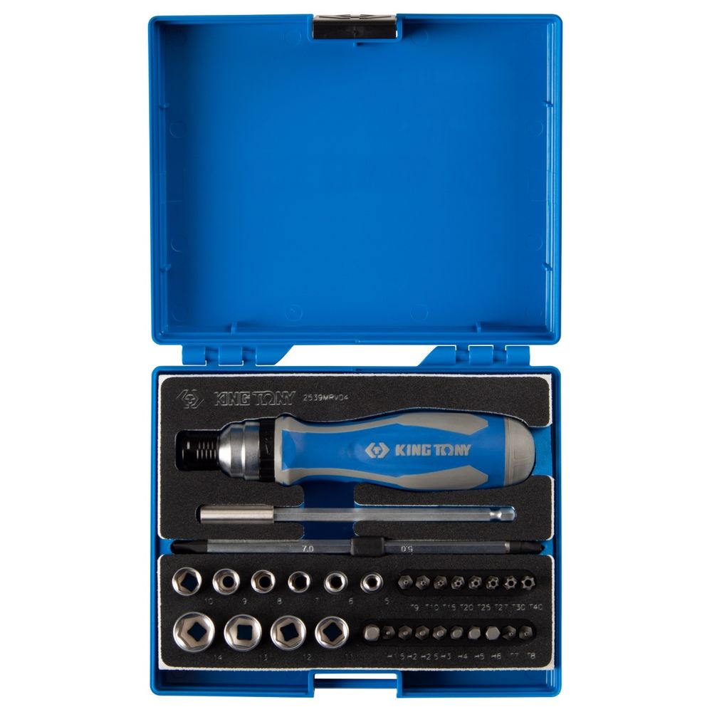 KING TONY (2539MRV04) Набор вставок (бит) 1/4", PH, PZ, Hex, Torx, Slotted, 39 предметов