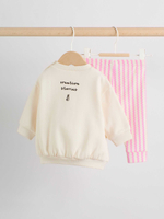 Толстовка и легинсы в комплекте для малышей Next W76-817, Молочный, Розовый