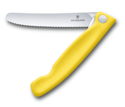Нож для овощей SwissClassic жёлтый складной 11 см с волнистой заточкой VICTORINOX 6.7836.F8B