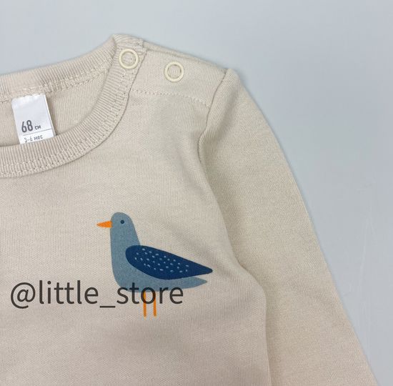 Боди хлопковое "Облака" Бежевое