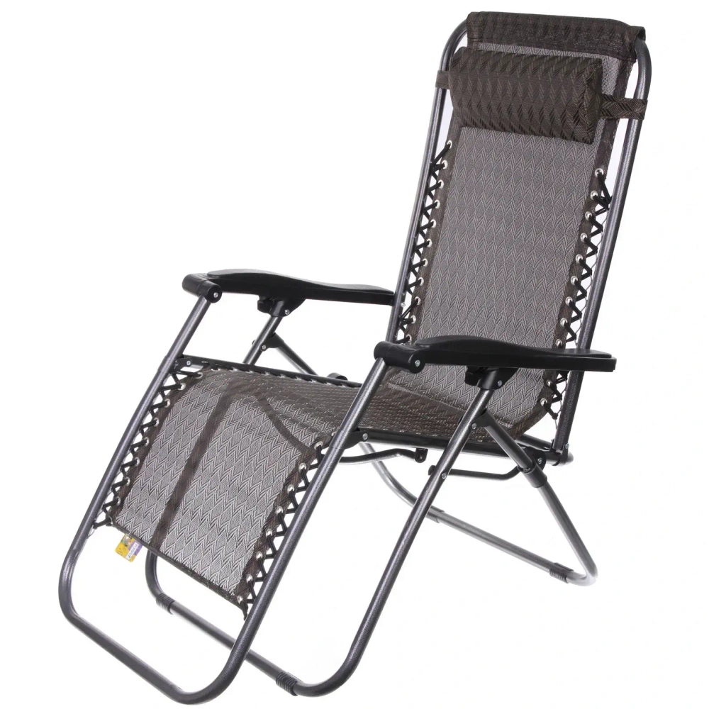 Шезлонг (кресло) 177*64*113см «Уют» с подголовником, 2 положения, коричневый ДоброСад