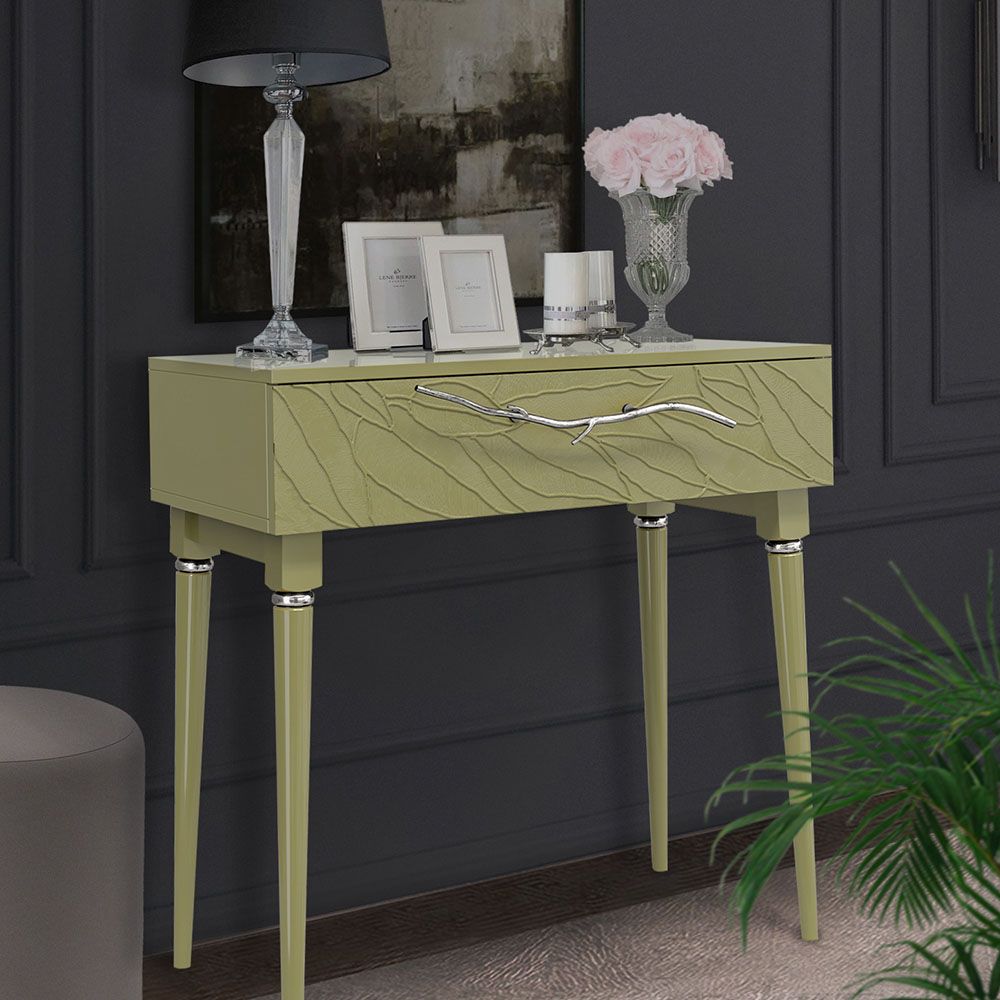 Консоль Арт Колор leaves Классик Сильвер Зеленая олива