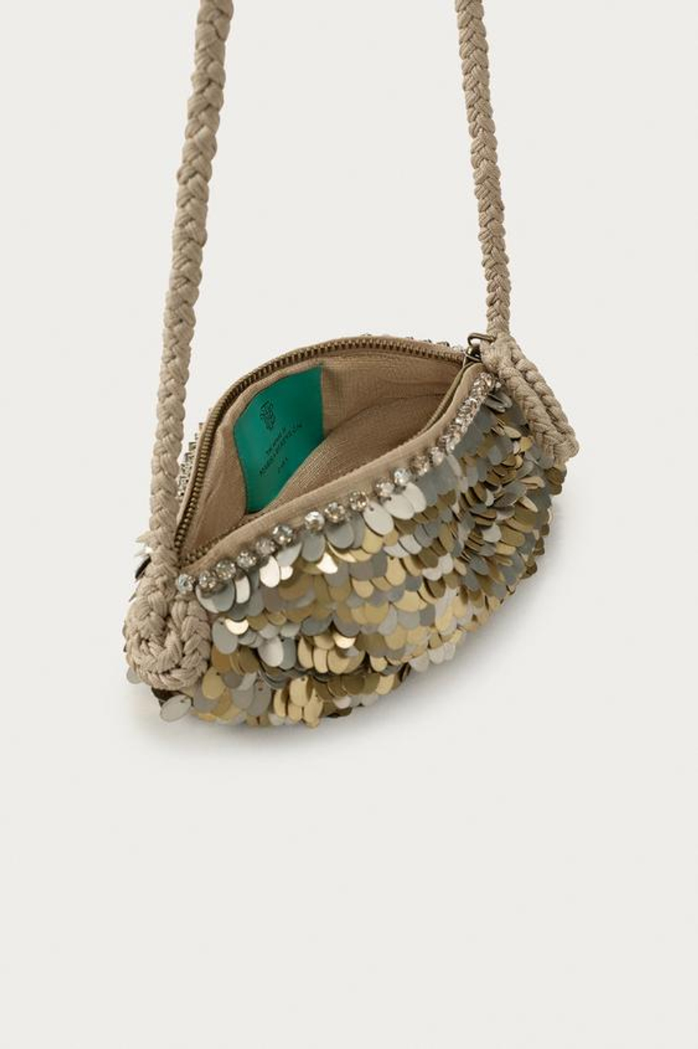 ZARA X MARISA BERENSON СУМКА ЧЕРЕЗ ПЛЕЧО С ПАЙЕТКАМИ, ЗОЛОТОЙ