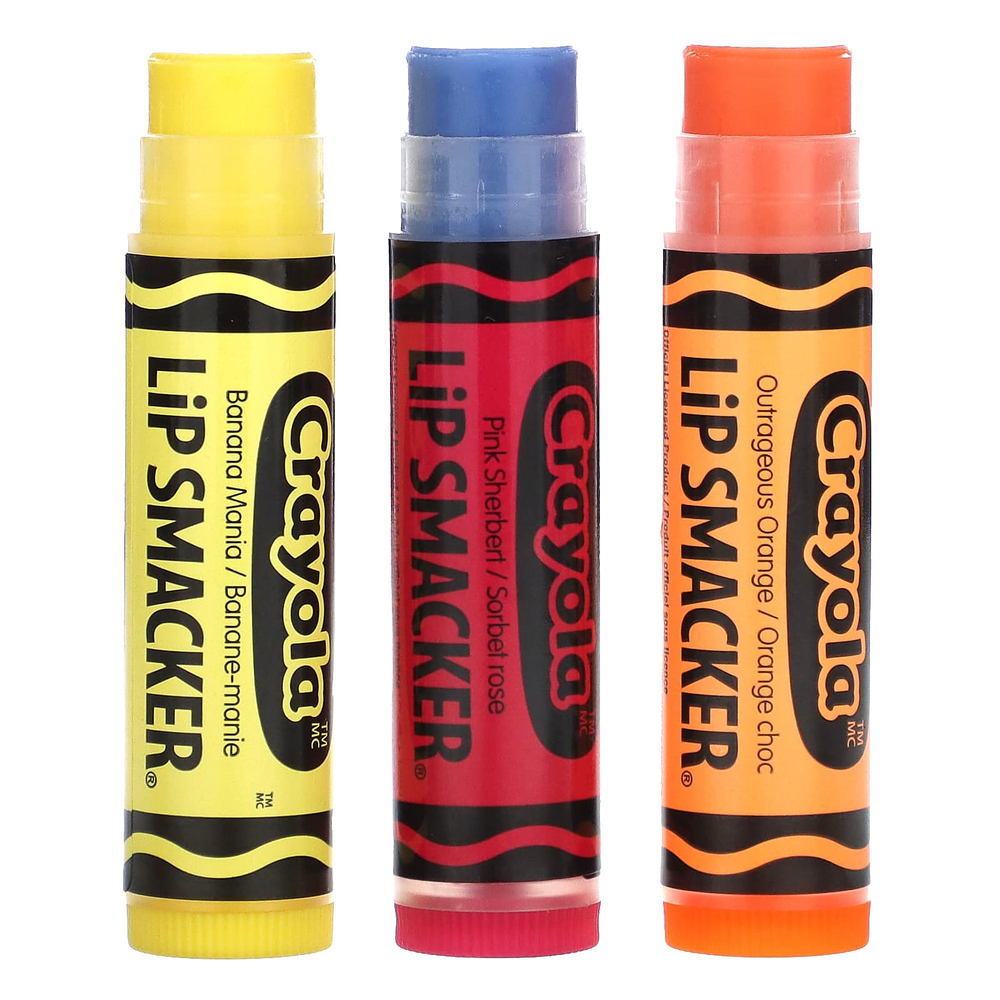 Lip Smacker, Crayola, бальзам для губ, разнообразная упаковка, 3 шт., 4 г (0,14 унции)