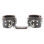 Коричневые кожаные наручники (Цвет: коричневый)