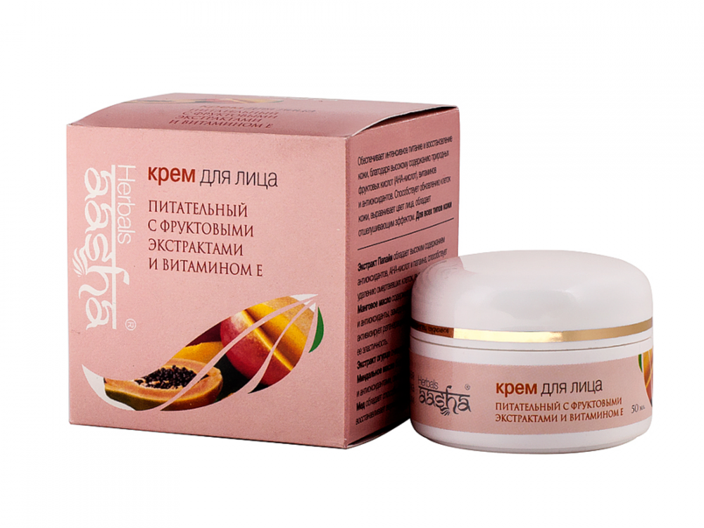 Крем для лица питательный с фруктовыми экстрактами и витамином Е Aasha Herbals