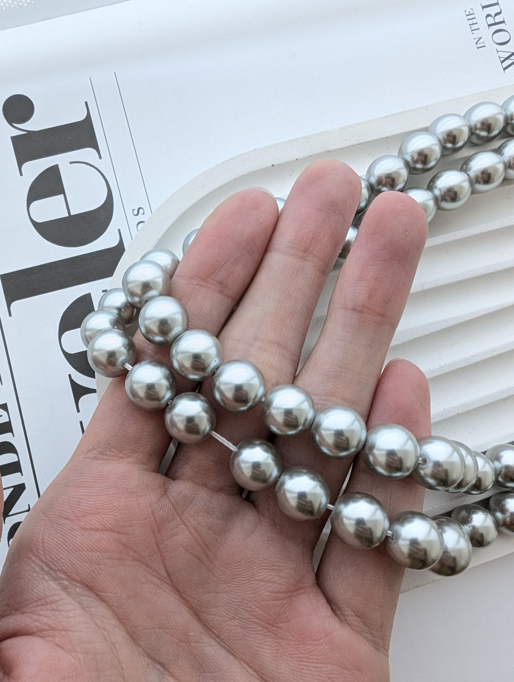 Жемчуг Майорка светло-серая