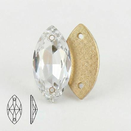 Стразы пришивные из стекла, цвет Crystal, форма Navette