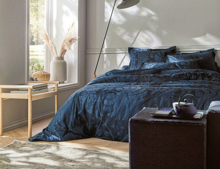 Постельное белье 2 спальное евро Blanc des Vosges Palmyre Bleu Nuit