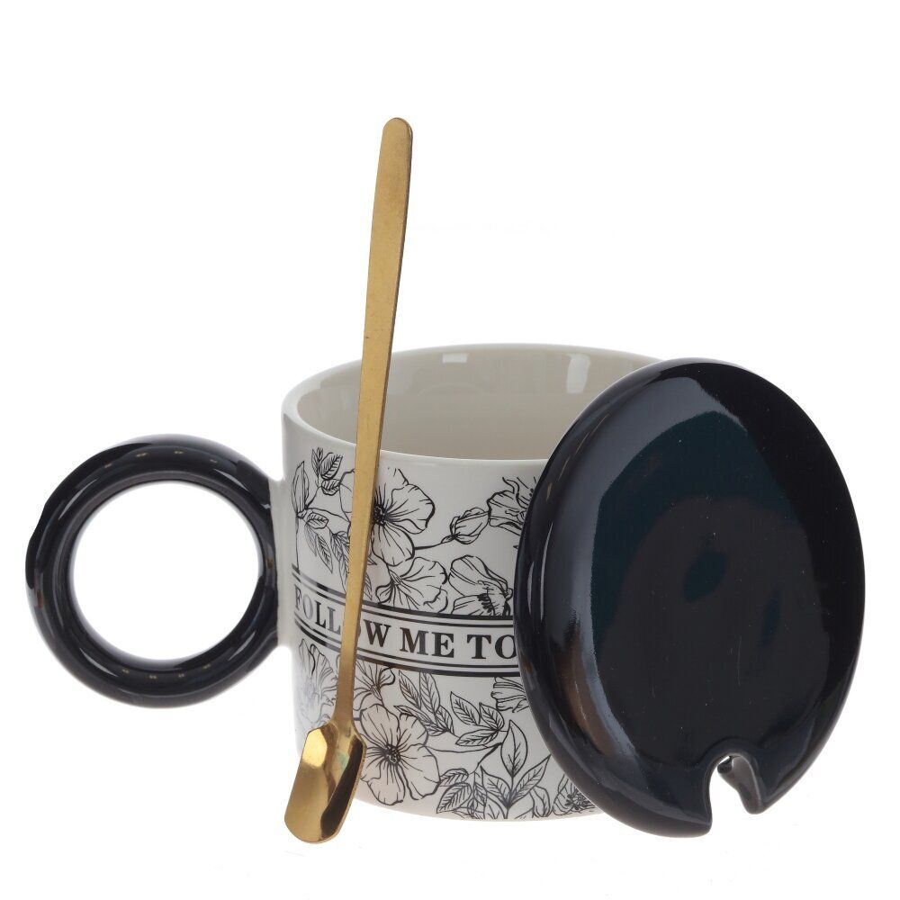 GAEM Кружка с крышкой и ложкой, 350 мл, L14 W9 H8 см, 4в.