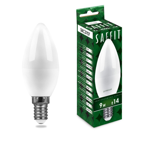 Лампа светодиодная LED SAFFIT свеча SBС3709 9W Е14 С37 6400K