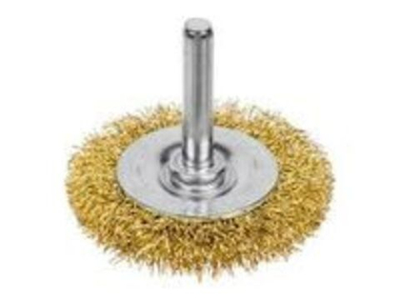 Щетка дисковая Dexx со шпилькой, витая латунированная стальная проволока 0,3мм, Ø100мм
