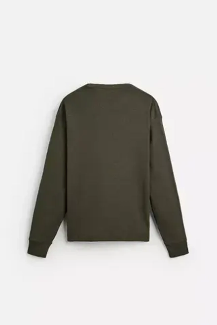 ZARA ФУТБОЛКА ИЗ РИФЛЕНОЙ ТКАНИ, ЗЕЛЕНЫЙ С МЕЛАНЖЕВЫМ ЭФФЕКТОМ