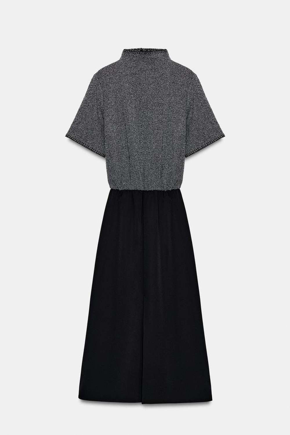 ZARA КОМБИНИРОВАННОЕ ПЛАТЬЕ МИДИ, МЯГКИЙ СЕРЫЙ