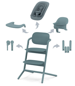 Стульчик для кормления Cybex Lemo 4 в 1 с мягкими чехлами Comfort Inlay Stone Blue/Pearl Pink