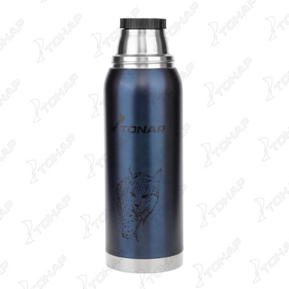 Термос (HS.TM-055-BL) 1200ML Рысь синий (2 крышки-кружки) TONAR