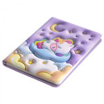 Записная книжка 13,0 см * 18,0 см , 7БЦ, Alingar, PU, поролон, конгрев, эффект 3D, 80л., линия, "Единорожка", сиреневый