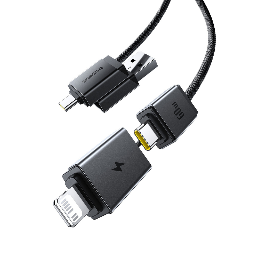 Кабель C+U - C+L Baseus Versatile Two-for-Two Charging+Data 60W 0.6-2m - Cosmic Black