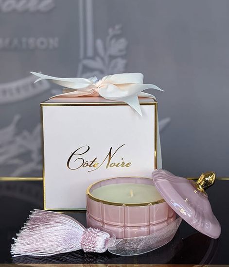 Розовое шампанское, розовая свеча Арт-деко с кисточкой, Cote Noire