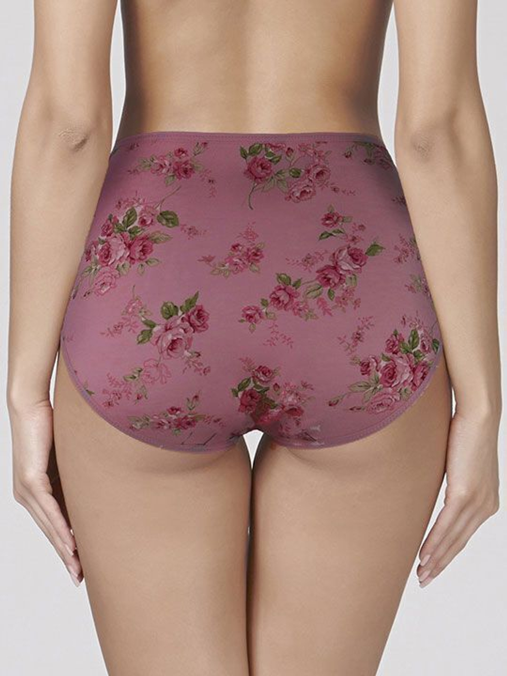 Высокие трусики Charming с розочками (Размер: XXXL) (Цвет: бежевый)