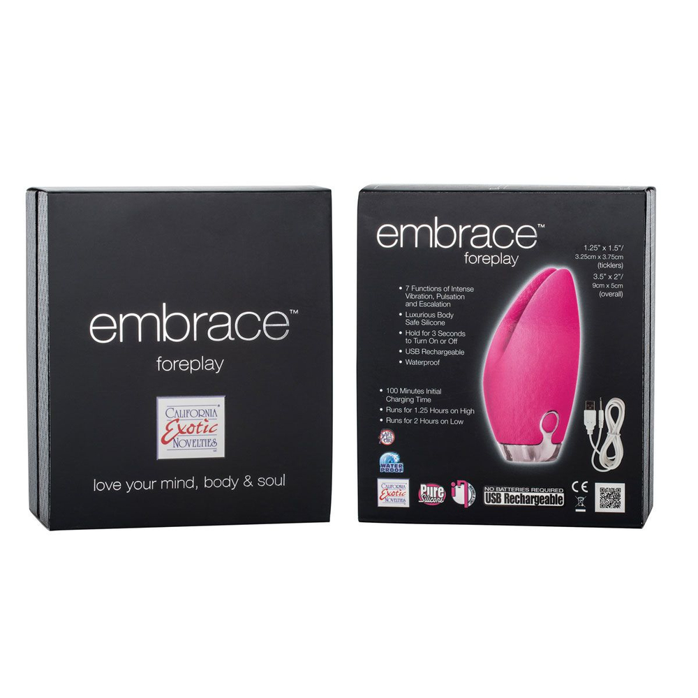 Розовый перезаряжаемый вибромассажер Embrace Foreplay (Цвет: розовый)