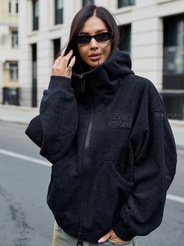 Черная флисовая куртка-худи