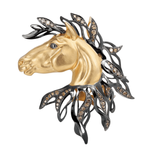 Брошь Лошадь с Бриллиантами Шампань, Brs0231-0/4