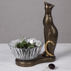 Фруктовница-конфетница Кошка Шелби Бронза