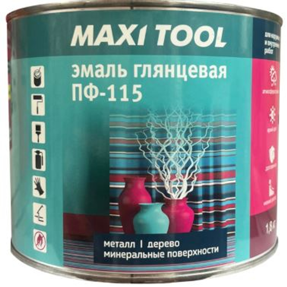 Эмаль MAXI TOOL, ПФ-115, алкидная, глянцевая, защитный (хаки), 1.9 кг