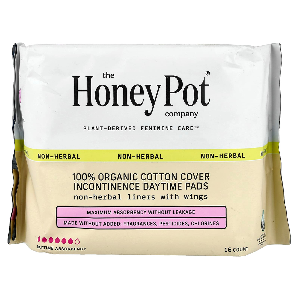 The Honey Pot Company, Дневные прокладки для защиты от недержания, 100% органический хлопок, 16 шт.