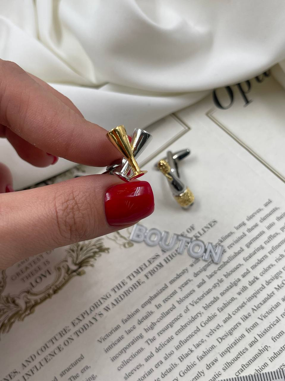 Запонки серебристые "Шампанское и бокалы"