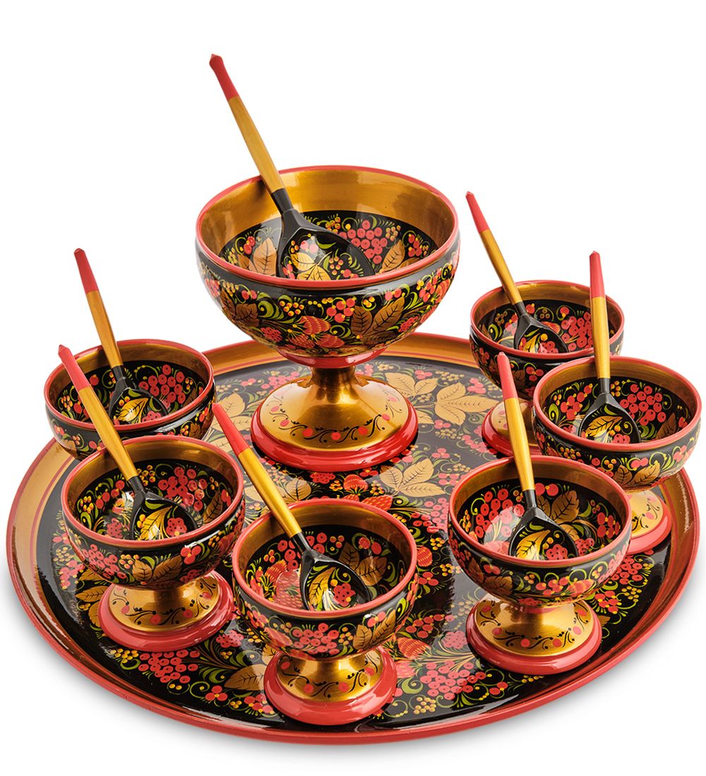 Народные промыслы ХЛ-061/2 Набор д/мороженного «Забава» (Хохлома)