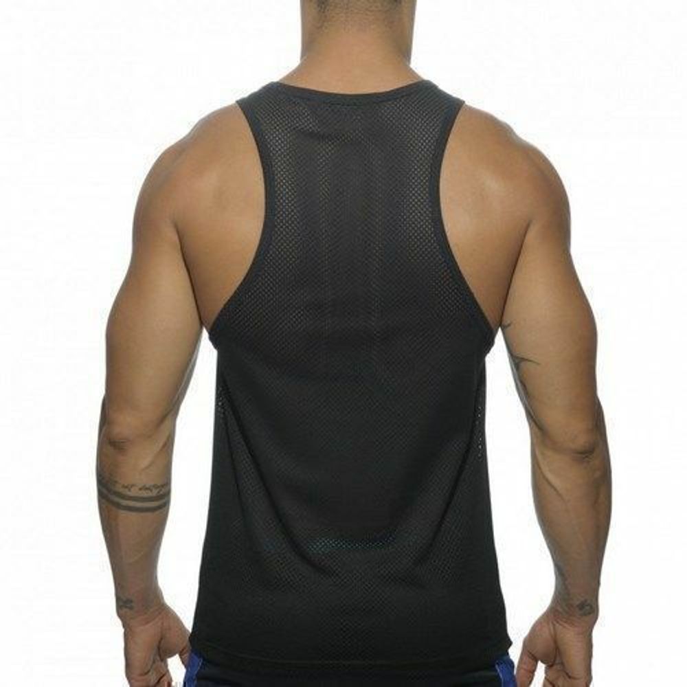 Мужская майка в сеточку ADDICTED Черная с желтым