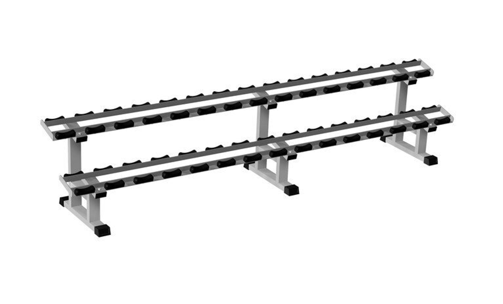 Стойка для профессиональных гантель на 15 пар горизонтальная Серый