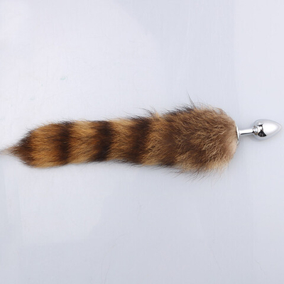 Анальная пробка с коротким хвостом (коричневый с черным) (Цвет: коричневый с черным)