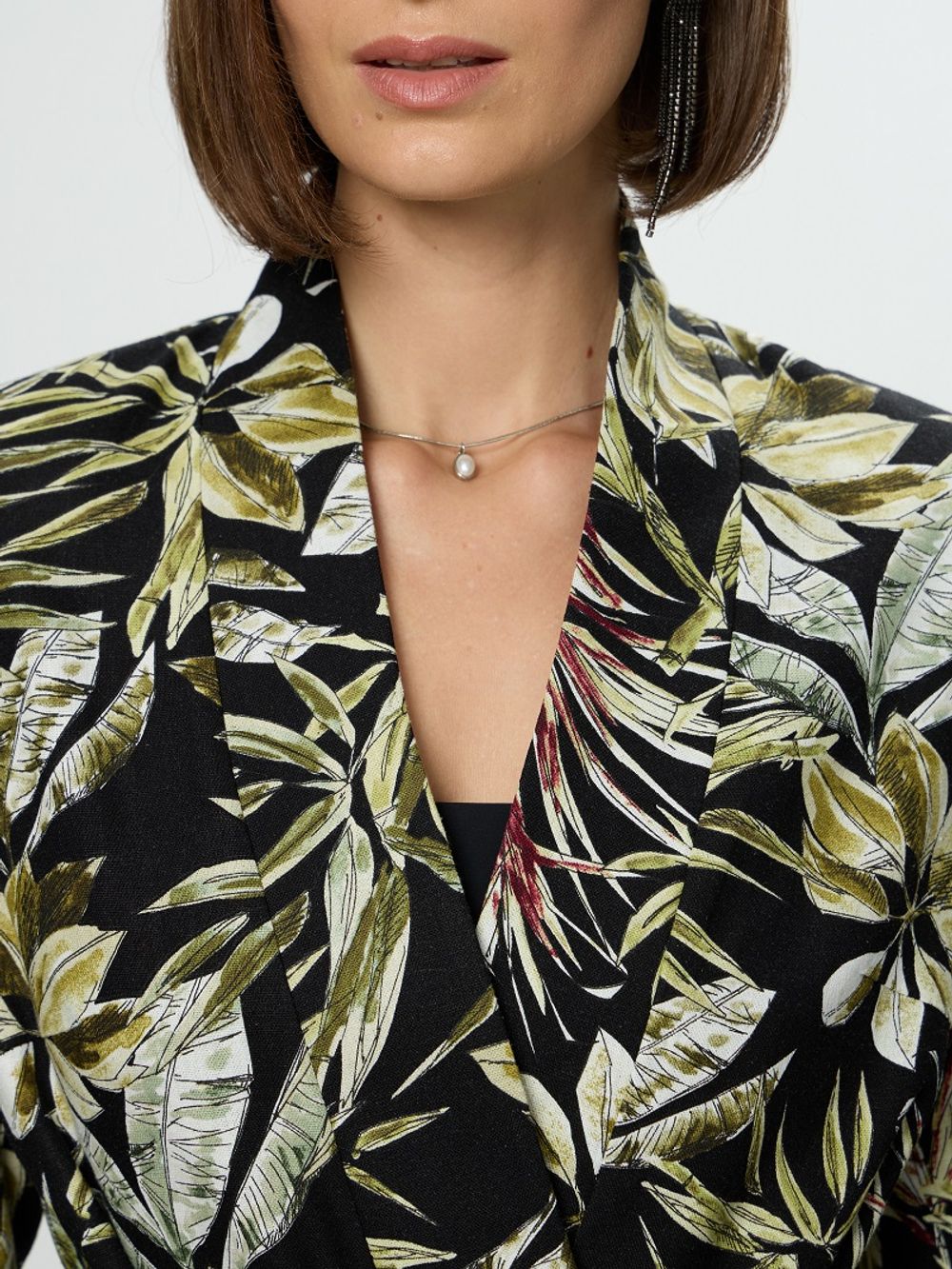 Жакет приталенный ПРИНТ лён