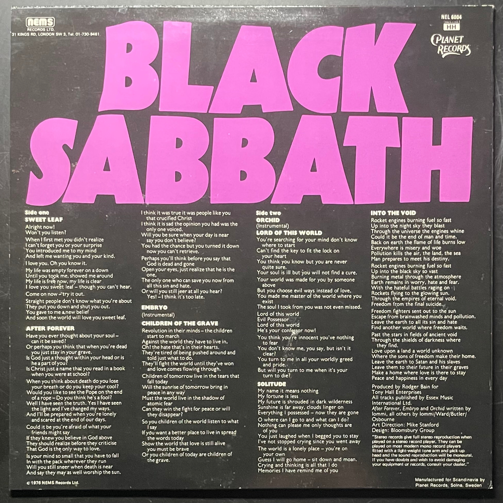 Black Sabbath ‎– Master Of Reality (Скандинавия)