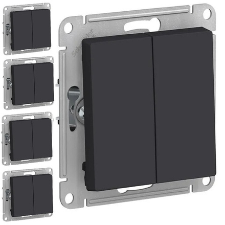 ATN001051 Schneider AtlasDesign Выключатель 2кл с/у карбон механизм
