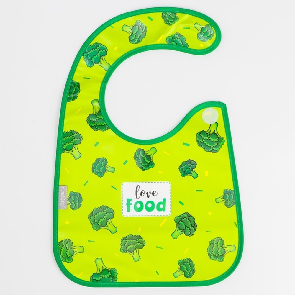7127785 Нагрудник детский «love food», на липучке, с карманом
