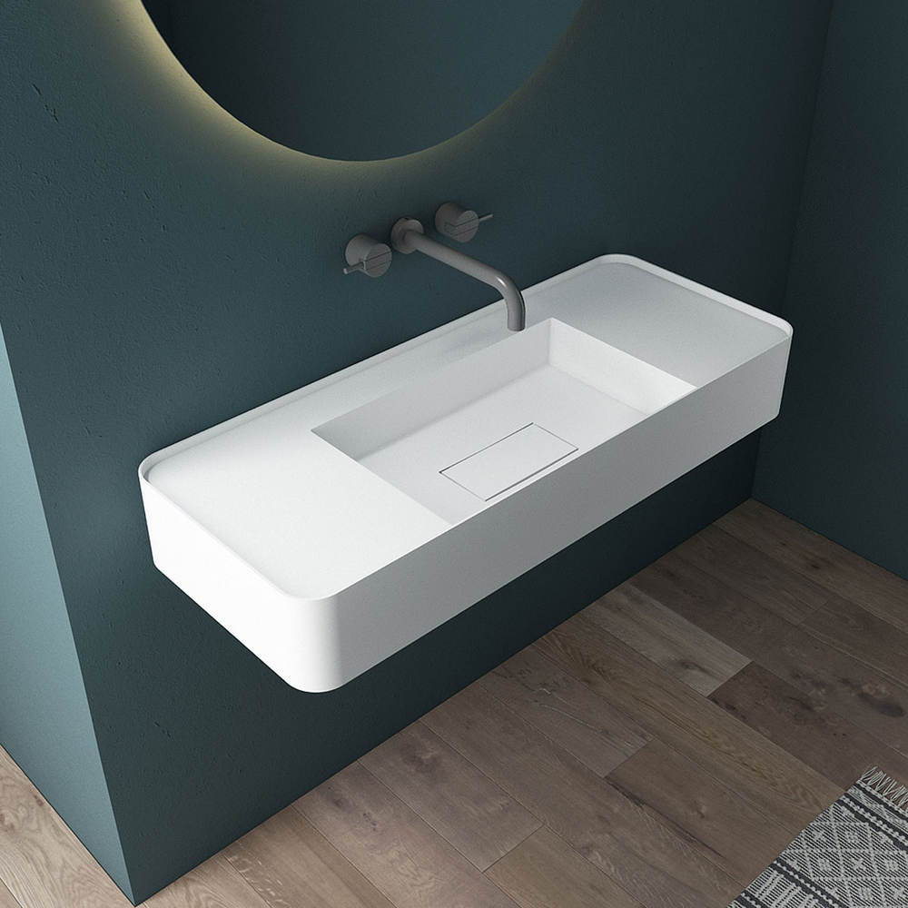 Раковина из искусственного камня Vincea VWB-6S312MW, 1200*400*150, подвесная, цвет белый матовый