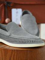 Серые лоферы Loro Piana Summer Walk с плетением