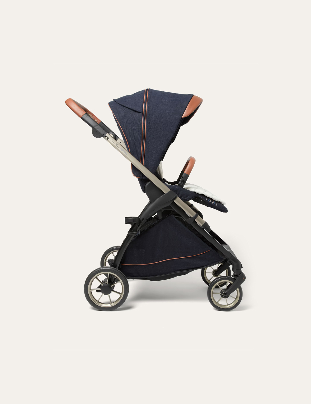 Детская Коляска Loro Piana Stroller and Bassinet "LP Canvas Dark Blue /Caramel Sugar"