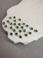 Шатоны 4 мм, Аквамарин в золоте, 25 шт