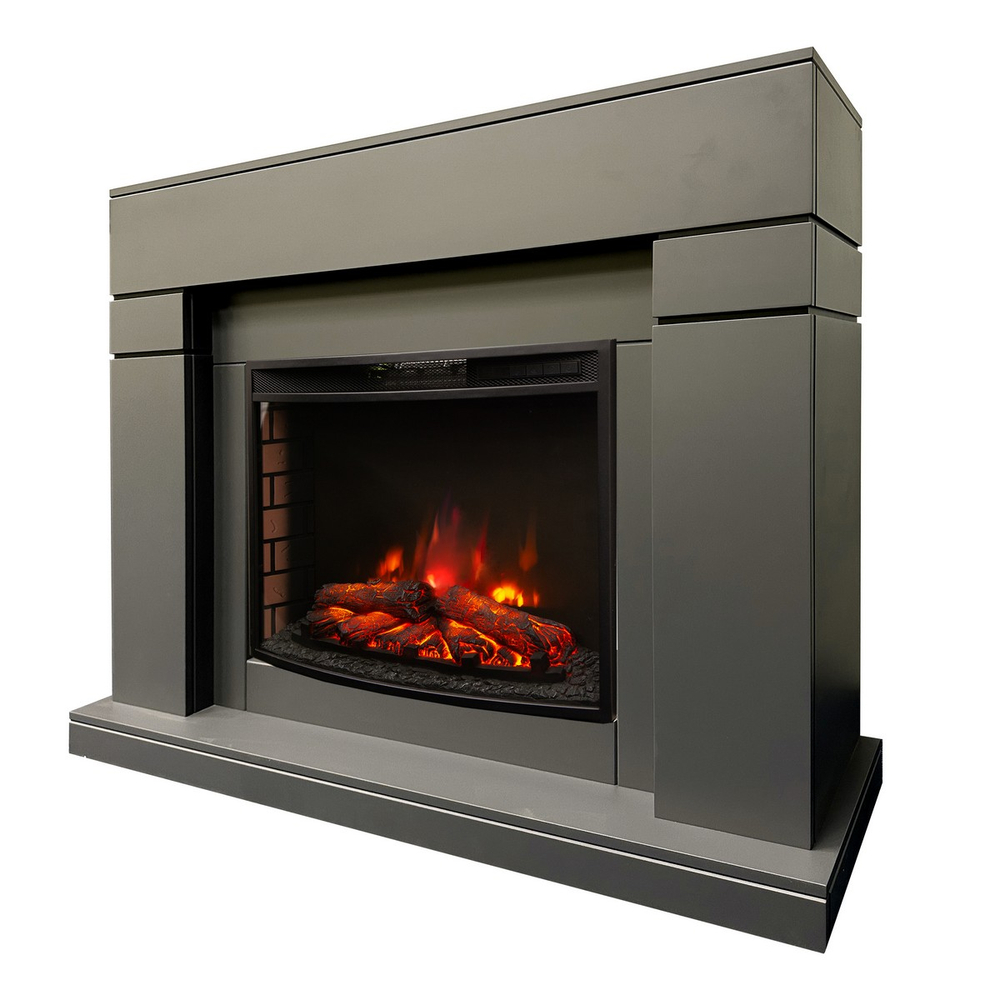 Электрокамин RealFlame Lindelse 25,5/26 GR серый c очагом Evrika 25,5 LED