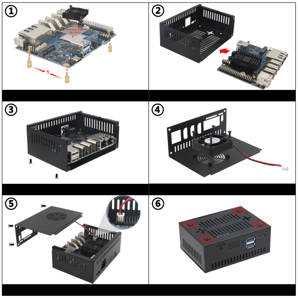 Закрытый корпус для Orange Pi 5 Plus с вентилятором