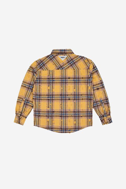Рубашка  RUFF Global ripped plaid желтая