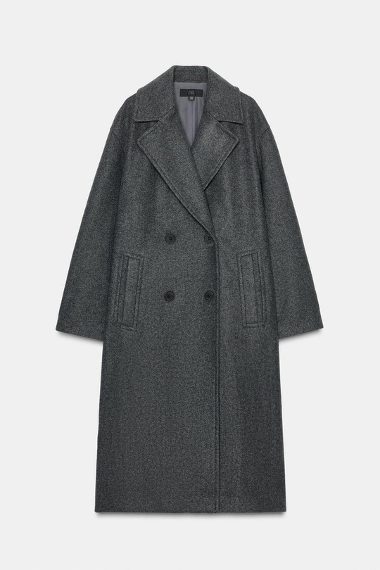 ZARA МЯГКОЕ ПАЛЬТО, СЕРЫЙ